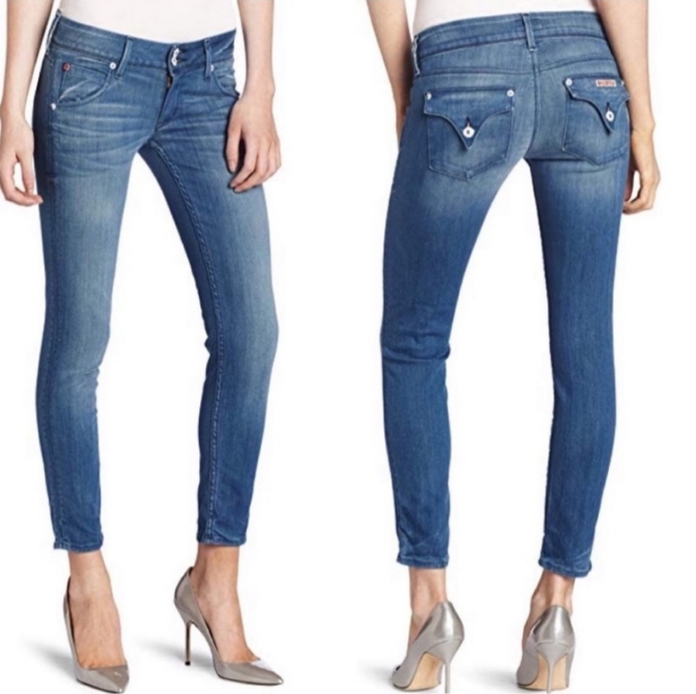 Hudson Crop Collin Skinny Jeans Flap Pockets.